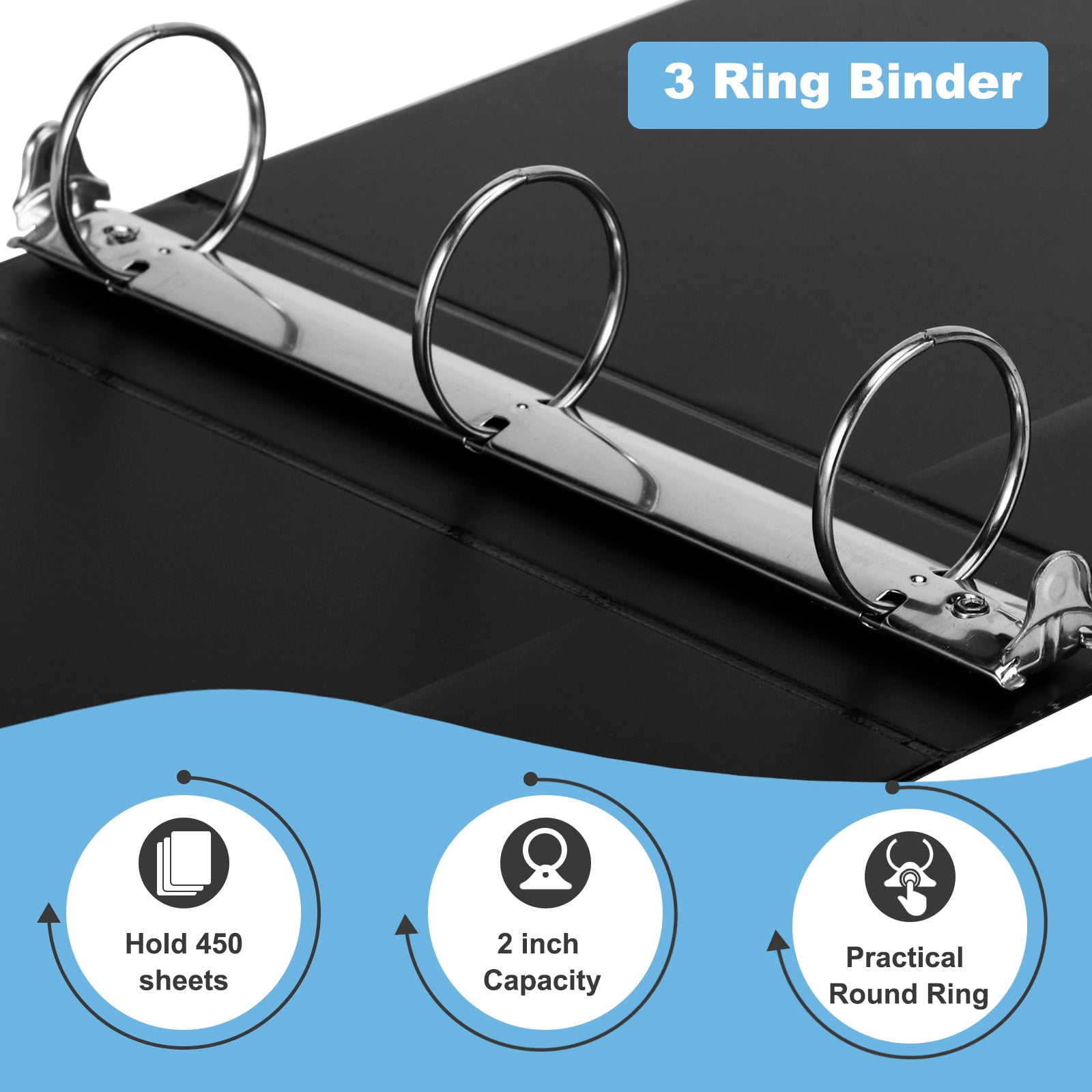 1,5 inch mappen 3 ringen 2 stuks, schattige zeemeermin ronde ringmappen voor 200 vellen, basic binder organizer voor werk, school, kantoor