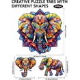 thumbnail image 2 of Rompecabezas de madera de 200 piezas con diseño de elefante mandala para adultos, rompecabezas de madera coloridos con formas únicas, regalos de cumpleaños., 2 of 9