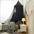 thumbnail image 4 of Bed Canopy for Girls,Princess Round Dome Dreamy Mosquito Net Bedding Girls Room Castle Play Tent Hanging House Decor Reading Nook Canopies (Black/Black), 4 of 13