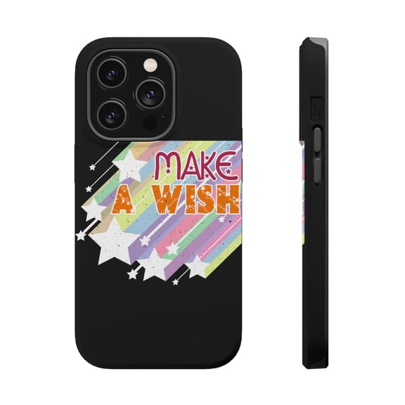 DistinctInk Tough Case for Apple iPhone 15 PRO (6.1" Screen), Compatible with MagSafe Charging - Make A Wish