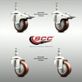 thumbnail image 2 of 3.5 Inch 316SS Maroon Poly Swivel 12mm Threaded Stem Caster Set 2 Lock Brake, 2 of 2