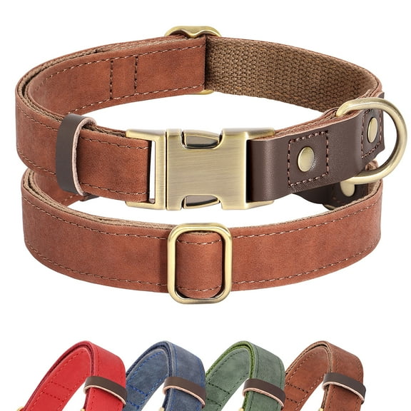 Beirui Soft Padded Leather Dog Collars Heavy Duty Adjustable Quick Release Metal Buckle S-L