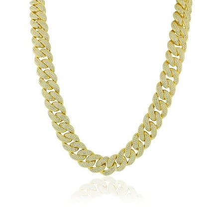 cuban cz tone miami sterling chain heavy necklace yellow link silver gold dialog displays option button additional opens zoom