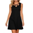 thumbnail image 2 of ClodeEU Women's Sleeveless Cutout Neck Mini Dress,Casual A Line Sundress for Summer Black,Women's Plus XL, 2 of 7
