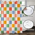 thumbnail image 4 of Retro Checkered Vintage 60s 70s Shower Curtain Vintage Washable Waterproof Fabric Bath Curtains Set for Bathroom for Bathroom Decor Art with 12 Hooks - 72x72 Inch, 4 of 6