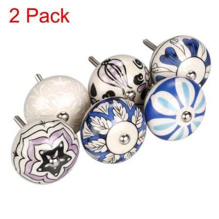 12xvintage Hand Painted Ceramic Floral Knobs Cupboard Cabinet