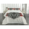 thumbnail image 3 of Ambesonne Wolf Quilted Bedspread Set 3 Pcs, Tattoo Style Animal Face, Queen Size, Red Black Cream, 3 of 5