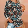 thumbnail image 4 of asdoklhq Long Sleeve T Shirt Women Fall and Winter Christmas Santa Print Casual Long Sleeved Round Neck Hooded Sweatshirt Blouse Dark Blue 2X, 4 of 7