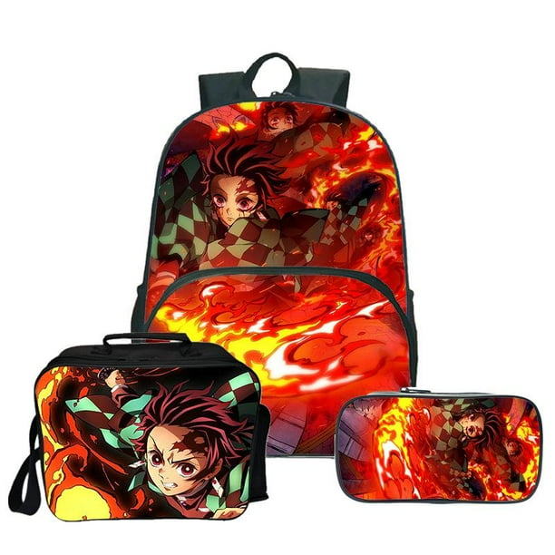 Set de mochila Demons Slayers Satchel Anime con impresión 3D, mochila escolar