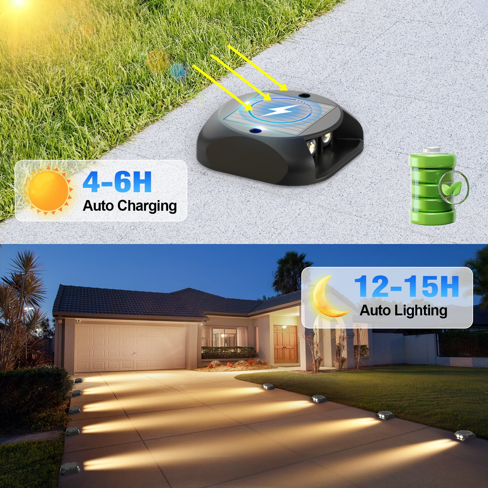 ASHIP Solar Deck Step Lights, 12 Pack Solar Deck Dock Lights IP65 Waterproof, Dusk to Dawn 20H Auto On/Off Solar Path Lights for Driveway Pathway, Patio, Garden Decor, Warm White