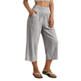 thumbnail image 2 of Womens Cotton Capris Lounge Yoga Pajama Cropped Pants Casual Wide Leg with Pockets Elastic Waist Workout Sweat Pants Summer Gray XL(XL), 2 of 9