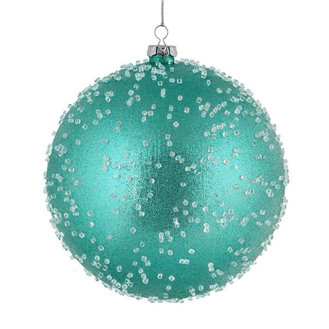 Vickerman N185442 8 in. Teal Ice Ball Ornament 2 per Bag
