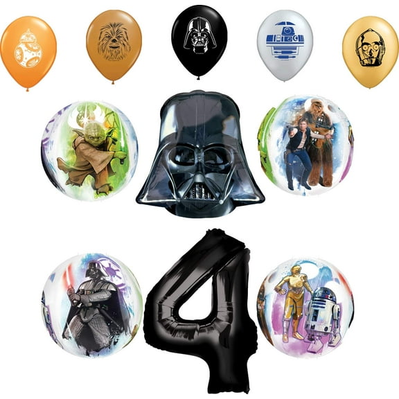 Star Wars Party Supplies 4th Birthday Orbz Balloon Bouquet Decorations and 11" Character Print Latex Balloons