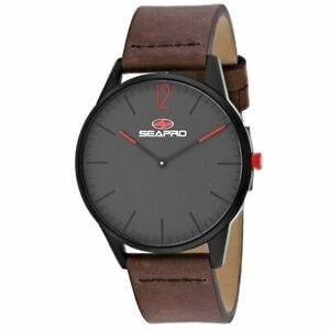 Seapro SP0101 Trou Noir 40 mm Montre pour Homme en Cuir Brun
