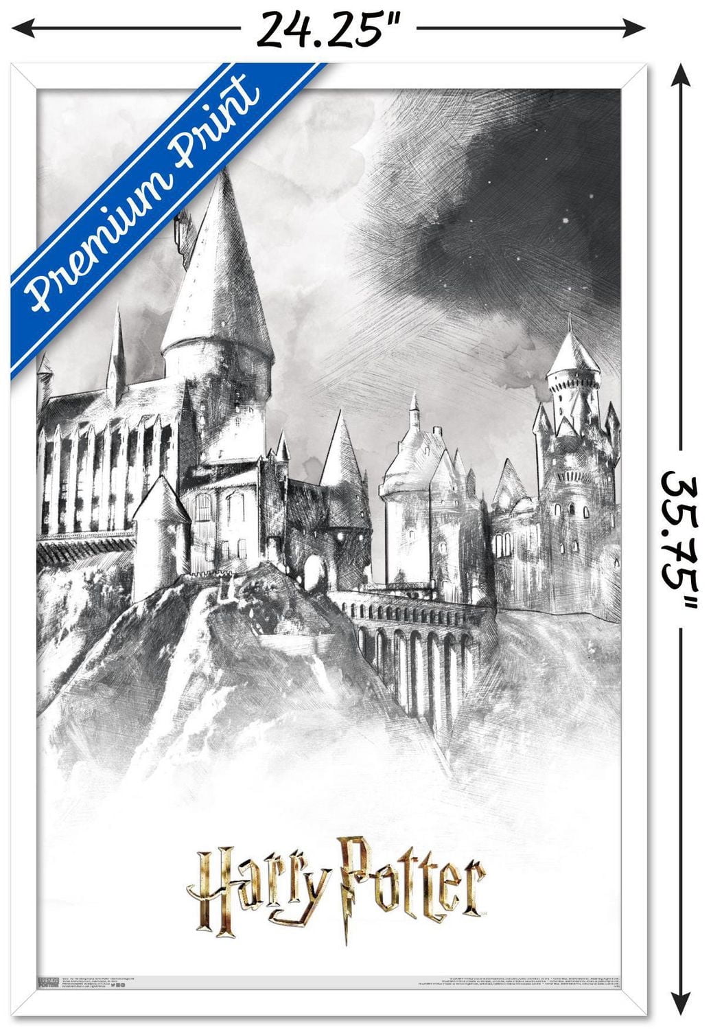 The Wizarding World: Harry Potter - Illustrated Hogwarts Wall Poster, 22.375" x 34"