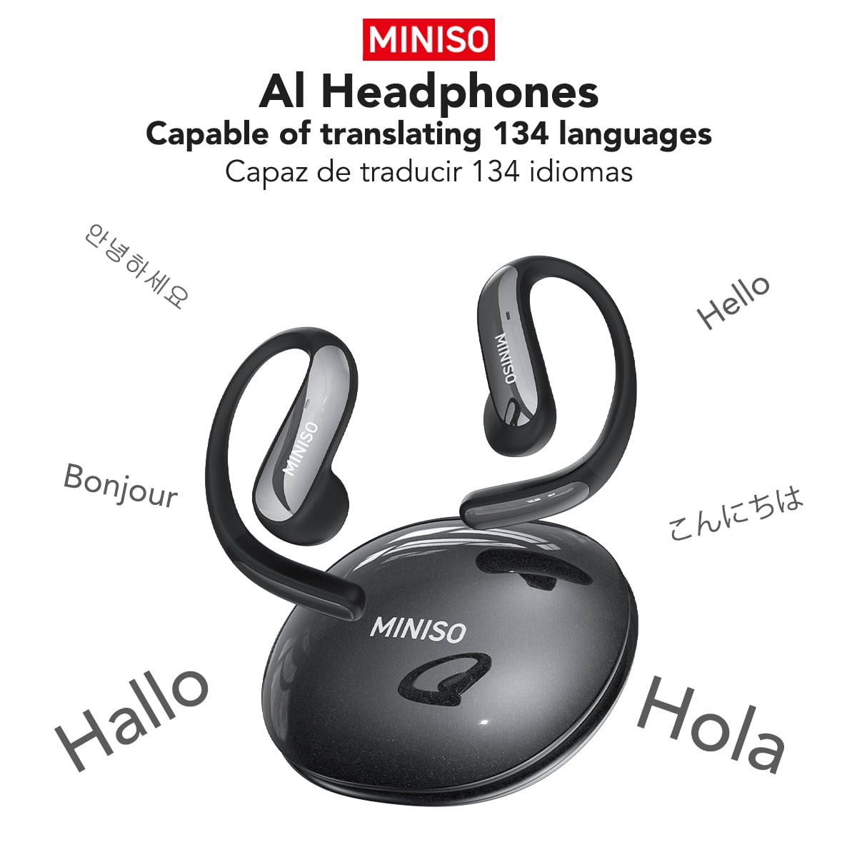 MINISO MS195 AI Translation Eabuds Real Time Open Ear Earbuds Bluetooth Wireless 5.4 AI Headphones IPX5 Waterproof
