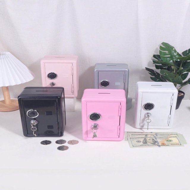 YOPTOP 1pc Vertical Mini Money Box Safe Deposit Box Shaped Home Coin Storage Box Key Lock Portable Home Storage Box For Valuables A Must-Have For Coin Storage,Purple