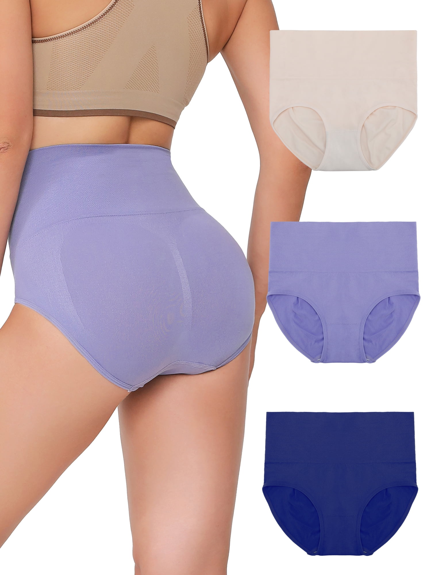 Women's Seamless Stretch Tummy Control Shapewear Panties, Ladies High  Waisted Brief Underwear 