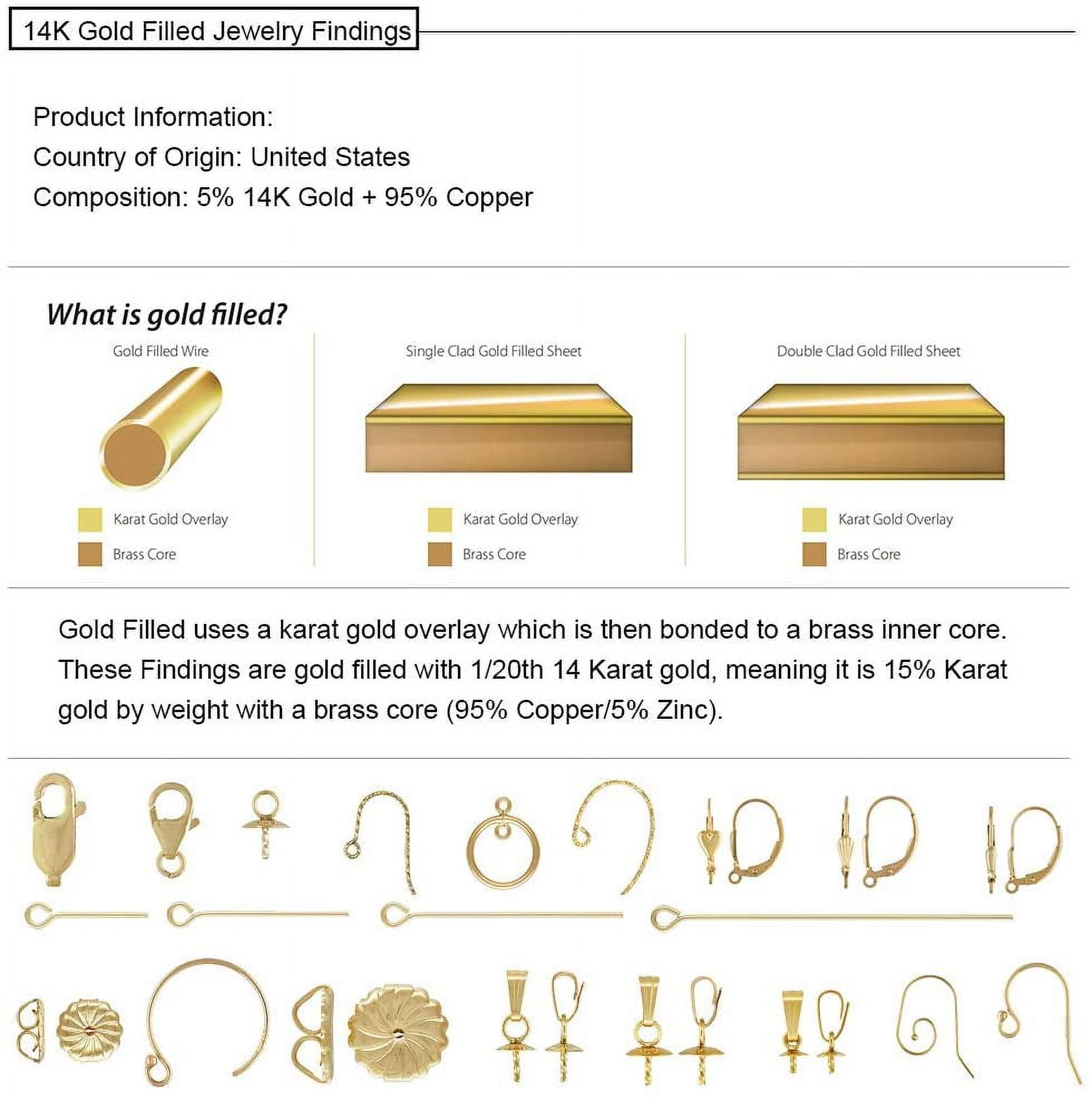 JK Findings Yellow Gold Filled Bead Tips Knot Covers Real 14K Gold Filled 5.5x3.5mm Hole: 1mm 10pcs/set