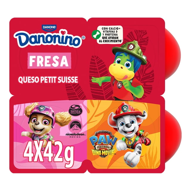 Queso petit suisse Danonino sabor fresa 4 pzas de 42 g c/u