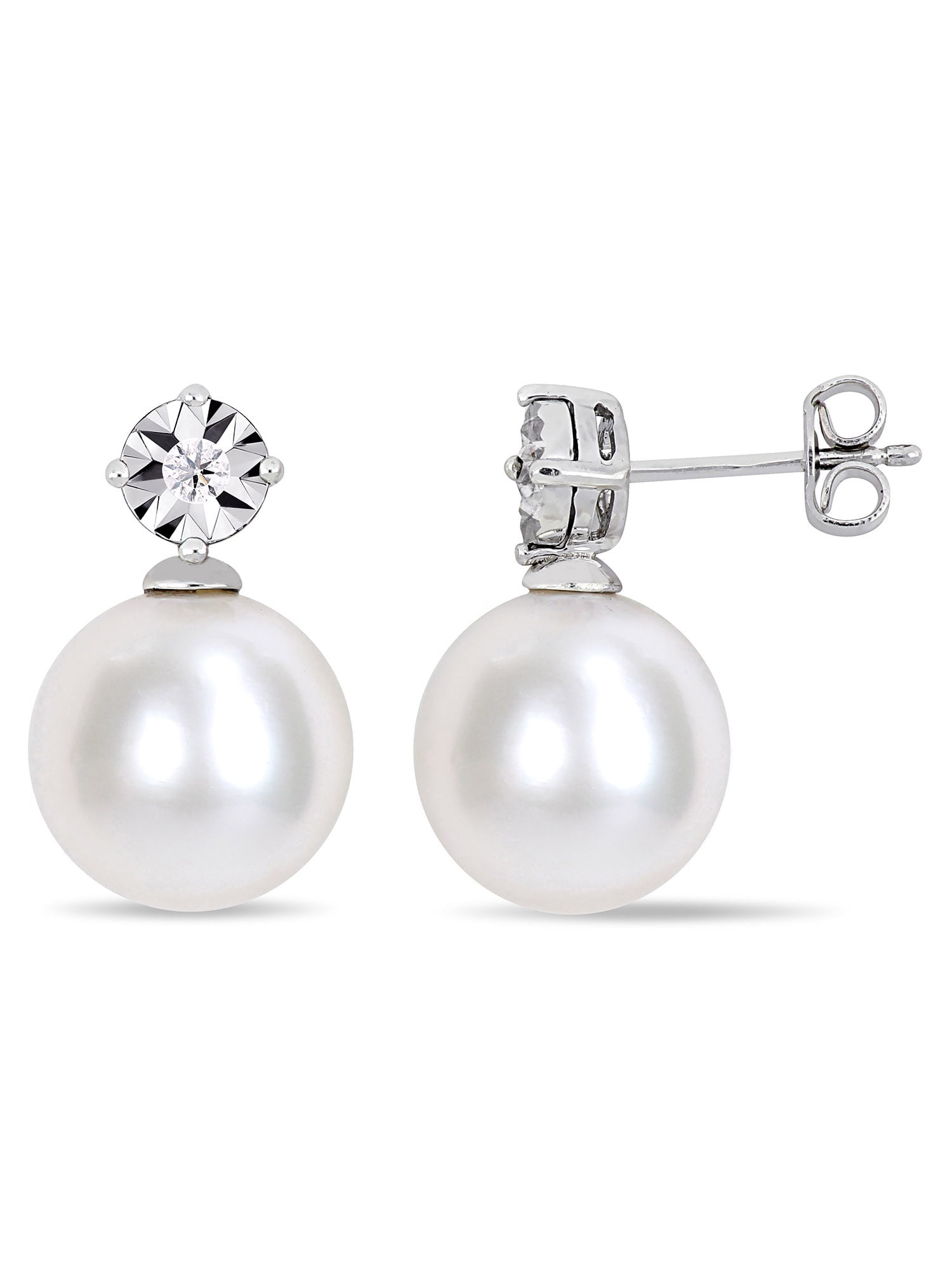 Triple White Freshwater Pearl & .925 STERLING SILVER Earrings Handcrafted