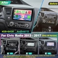 thumbnail image 2 of [Radio de coche] B4U Android 13 de 4 GB de RAM y 64 GB de ROM para Honda Civic 2013-2017, 2 of 7