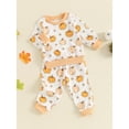 thumbnail image 6 of Aojekbee Baby Girls Outfit, Pumpkin Ghost Print Long Sleeve Crew Neck Sweatshirt Sweatpants Halloween Clothes, 6 of 10