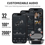 TOZO T10 Wireless Earbuds Bluetooth Headphones, 55H, Stereo Bass, App Customize 32 EQ, Wireless Charge, IPX8 Waterproof, 100+ White Noise Tracks, Ergonomic Design, Black