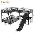 thumbnail image 3 of L-Shaped Twin over Full Bunk Bed with Twin Size Loft Bed, Metal Triple Bunk Bed with Slide and USB Ports, Space-saving and Noise-free Design, Black, 3 of 9