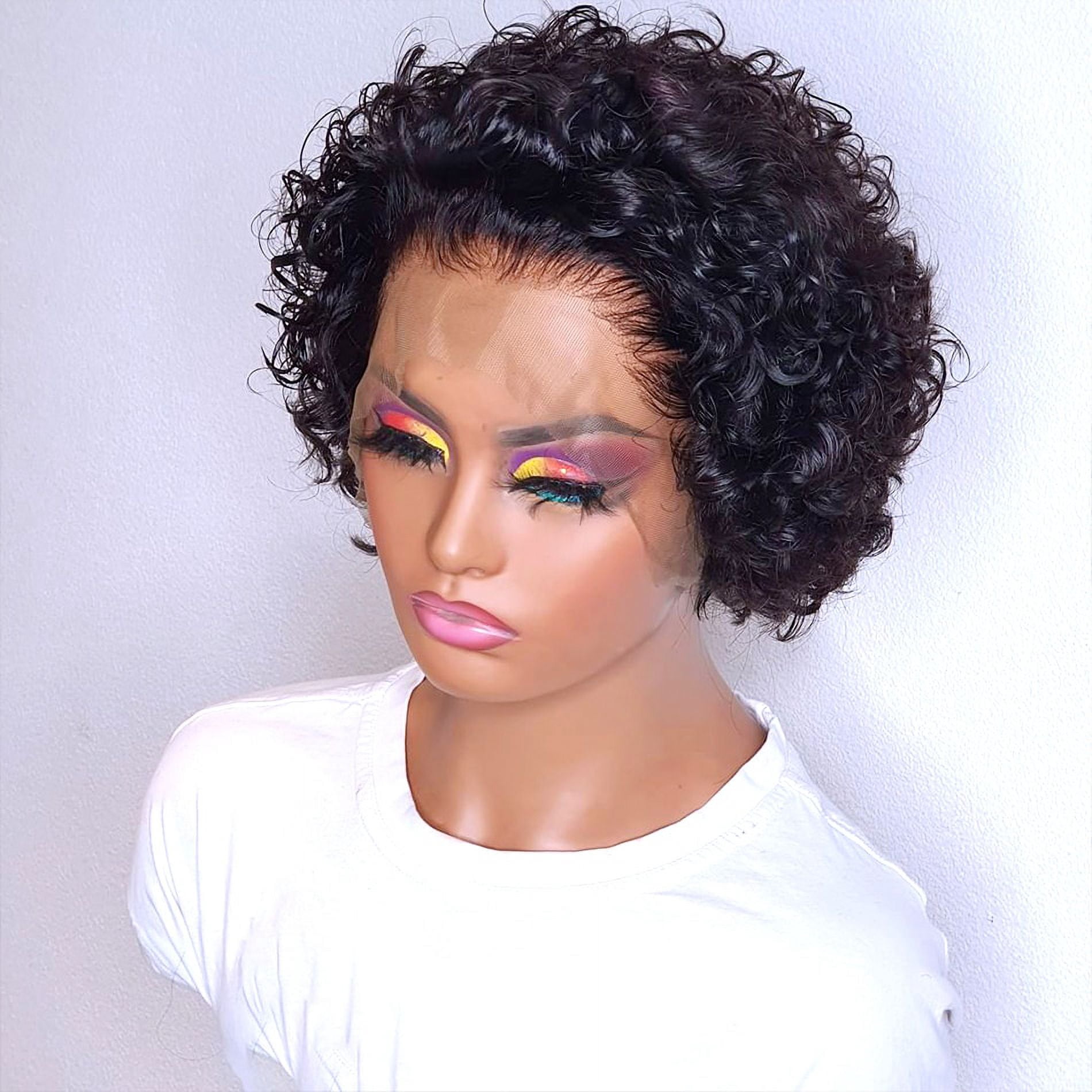 Short Wigs Virgin Hair Human Hair Curly Human Hair Wigs Cheap Pixie Cut Wig 13X1 Transparent Lace Wig Preplucked Hairline Wig
