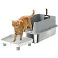 thumbnail image 2 of PawHut Extra Large Stainless Steel Cat Litter Box High Sided, Anti-Urine Leakage, Easy Cleaning, Non-Sticky,  Never Absorbs Odors, Include Scoop & Pad, 2 of 9