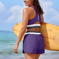 thumbnail image 6 of Womens Bikini Swimsuits 2 Piece Color Block Crop Tank Tops Boyshorts Bottom Athletic Full Coverage Bathing Suit, 2XL, 6 of 7