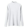 thumbnail image 5 of Women's Ribbed Knit Turtleneck Sweater 2025, Fall Winter Slim Fit Long Sleeve Pullover Top, Stretchy Comfortable Basic Layering Piece for Daily Wear, Office, Dating and Vacation Outfits White XXL, 5 of 5