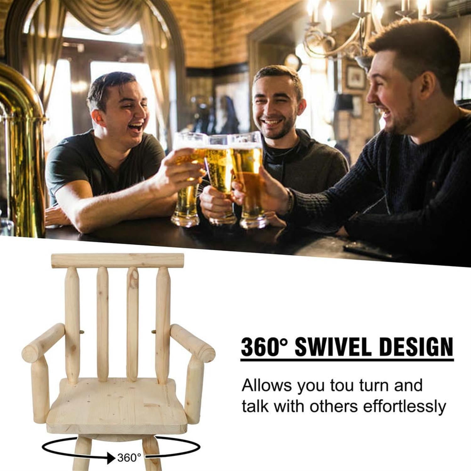 Demi Bonn 49" Counter Height Bar Stools, Rustic Barstools with Back, Wide Armrest, Kitchen Island Countertop Chairs for Dining Room, Beige