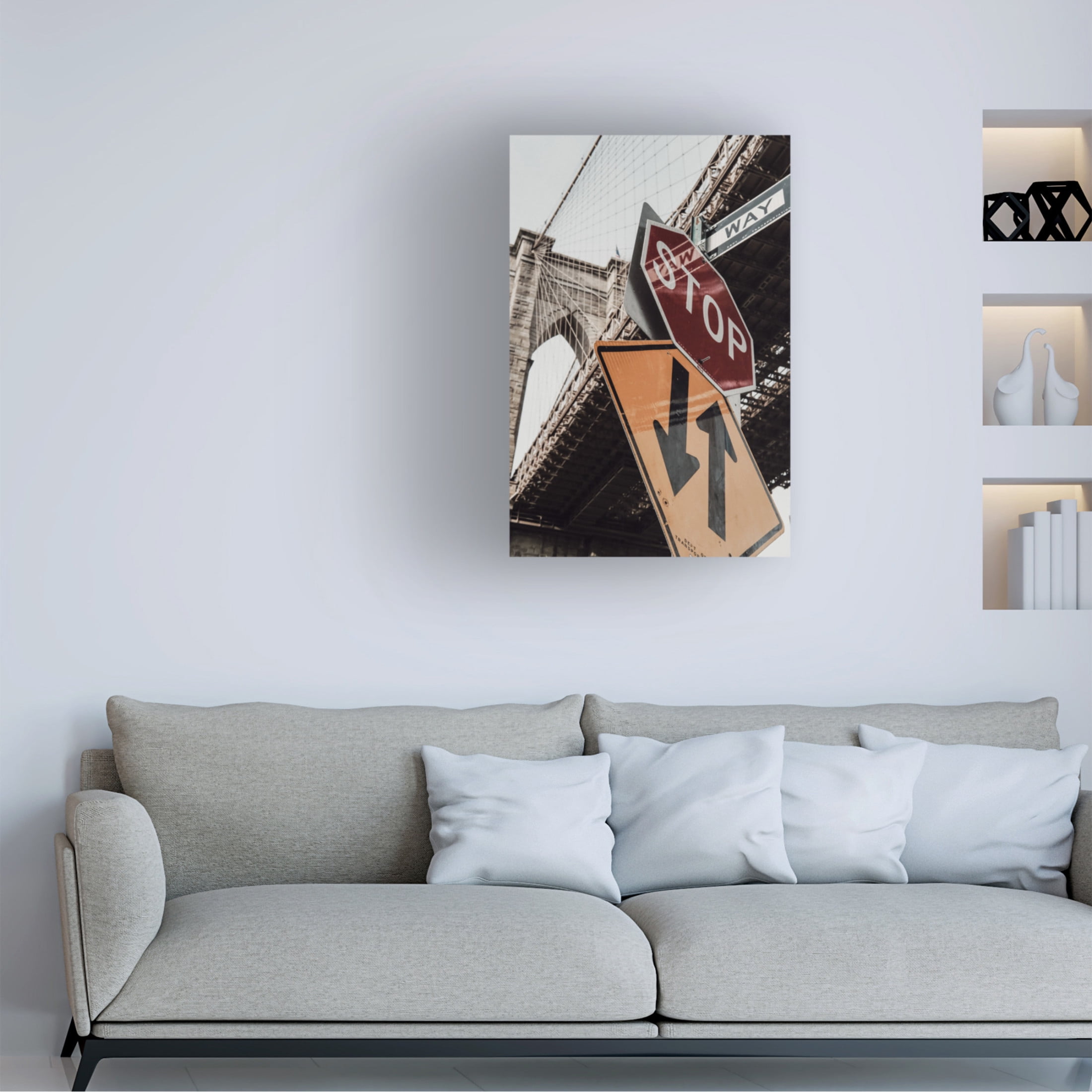 Trademark Fine Art Rikard Martin Brooklyn Bridge Stop Canvas Wall Art
