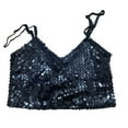 thumbnail image 4 of Girls' Sparkle Sequins Tank Tops Sleeveless Spaghetti Strap Crop Tops for Kids Latin Jazz Hi Hop Stage Performance, 4 of 4