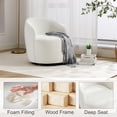 thumbnail image 5 of Swivel Barrel Chair, 360 Degree Swivel Small single Sofa with Wooden Frame and Upholstered, Modern Round Accent Arm Chairs for Indoor, Living Room, Dining Room, Bedroom and Shopping Mall, Ivory, 5 of 8
