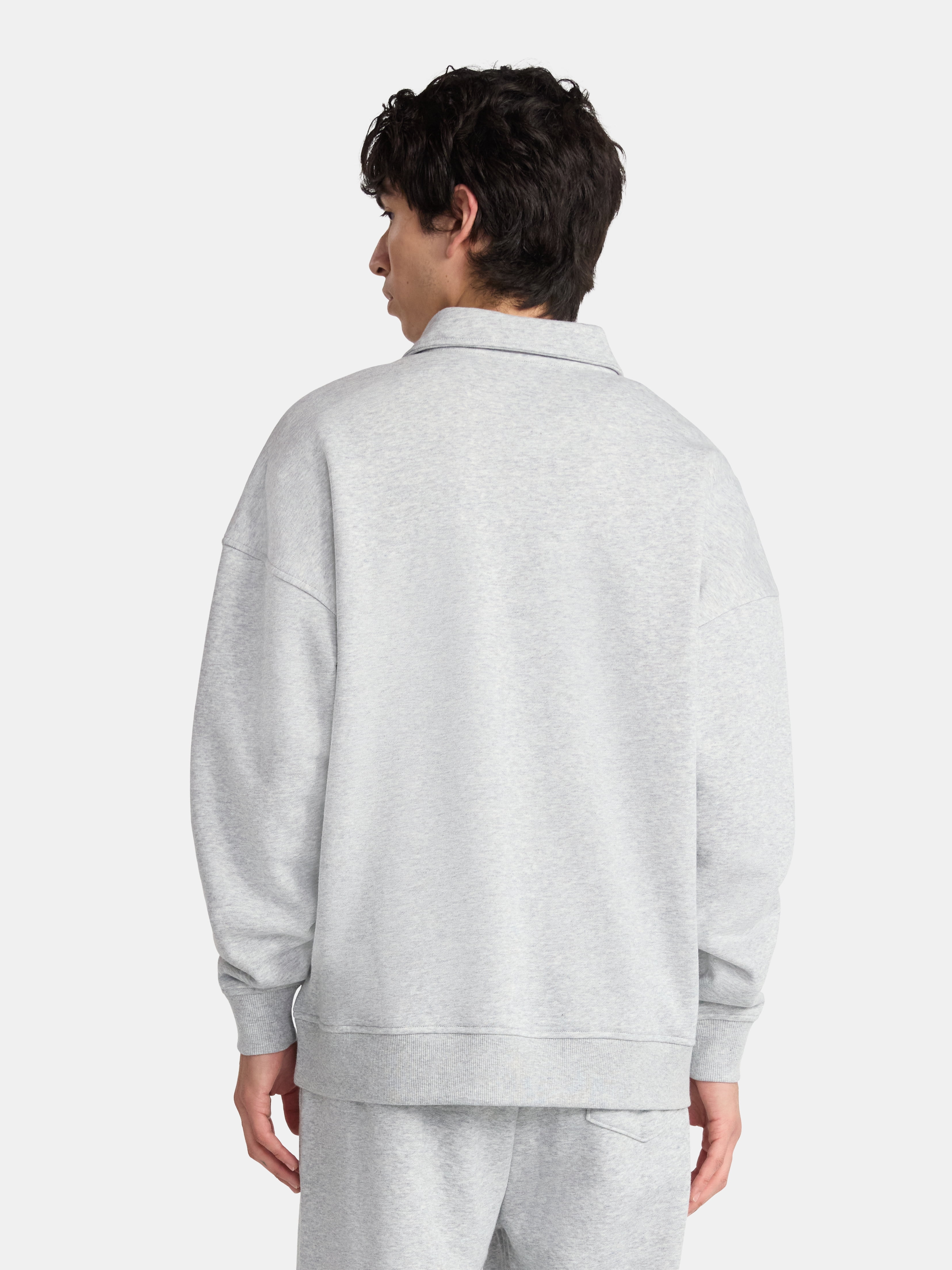 No Boundaries Oversized Quarter Zip Pullover with Long Sleeves, Men's & Big Men's