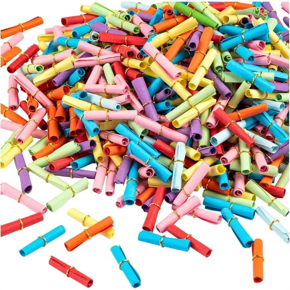 NOGIS 150 Pcs Mini Scroll Paper, Colorful Lucky Wish Paper Mini Stationary Writable Message Papers for Birthday Anniversary Valentine Wedding Gifts Decor Wishing Bottle (Mixed Color)