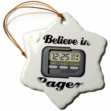 3dRose I Believe In Pagers, Snowflake Ornament, Porcelain, 3-inch