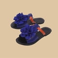 thumbnail image 2 of HomeDM Womens Flat Sandals Dressy Floral Open Toe Slip-On Summer Beach Slide Sandals, Blue Size 9, 2 of 5