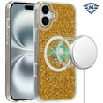 thumbnail image 2 of For Apple iPhone 16 (6.1") Premium Transparent Epoxy Glitter Bling Magnetic Circle Compatible with MagSafe Hybrid Sparkle Slim TPU Cover ,Xpm Phone Case [ Gold Glitter ], 2 of 4