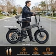 thumbnail image 3 of Jasion X-Hunter Electric Bike for Adults with Rear Basket, 750W Motor Electric Bicycle with 48V 13AH Removable Battery, 20" x4.0 Fat Tire Folding Ebike, Full Suspension, 7-Speed Bicycles, Gray, 3 of 11