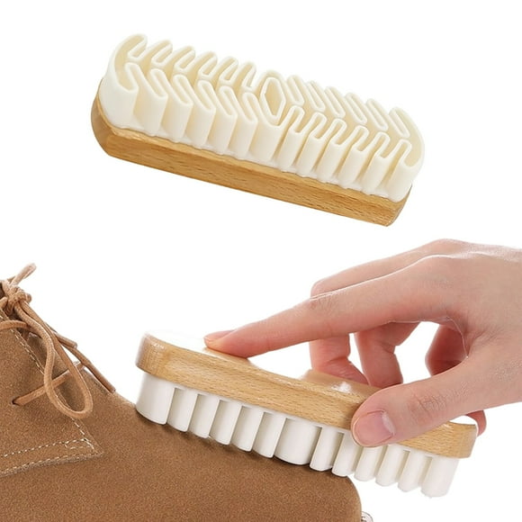 Rubber Shoe Brush, 2026 New Suede Shoe Brush and Eraser Soft Suede Shoe Brush Cleaner, Suede Cleaning Brush for Shoes Bags Jacket Purse Sofa with Wooden Handle (Beige)