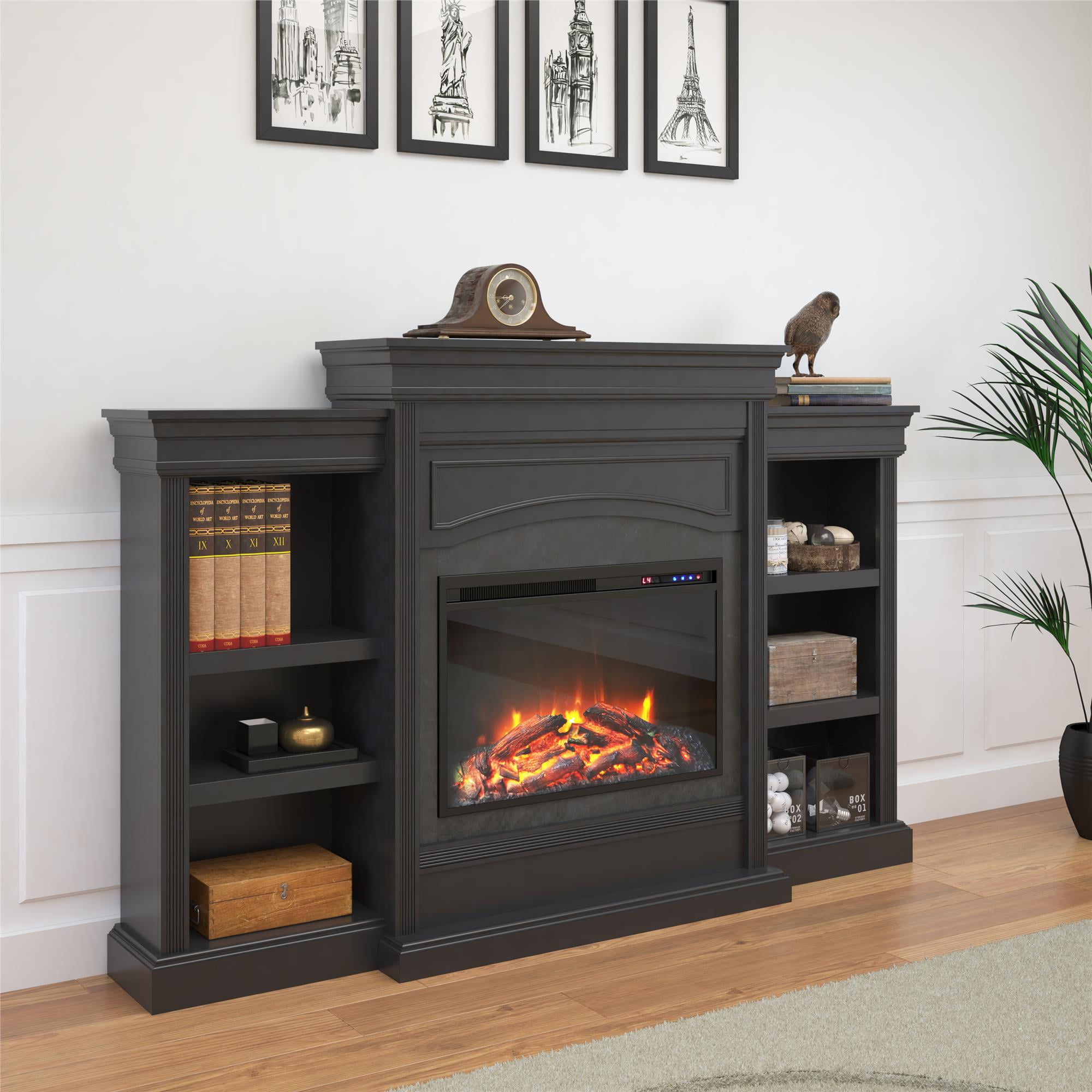 Ameriwood Home Lamont Mantel Fireplace, Black - Walmart.com - Walmart.com