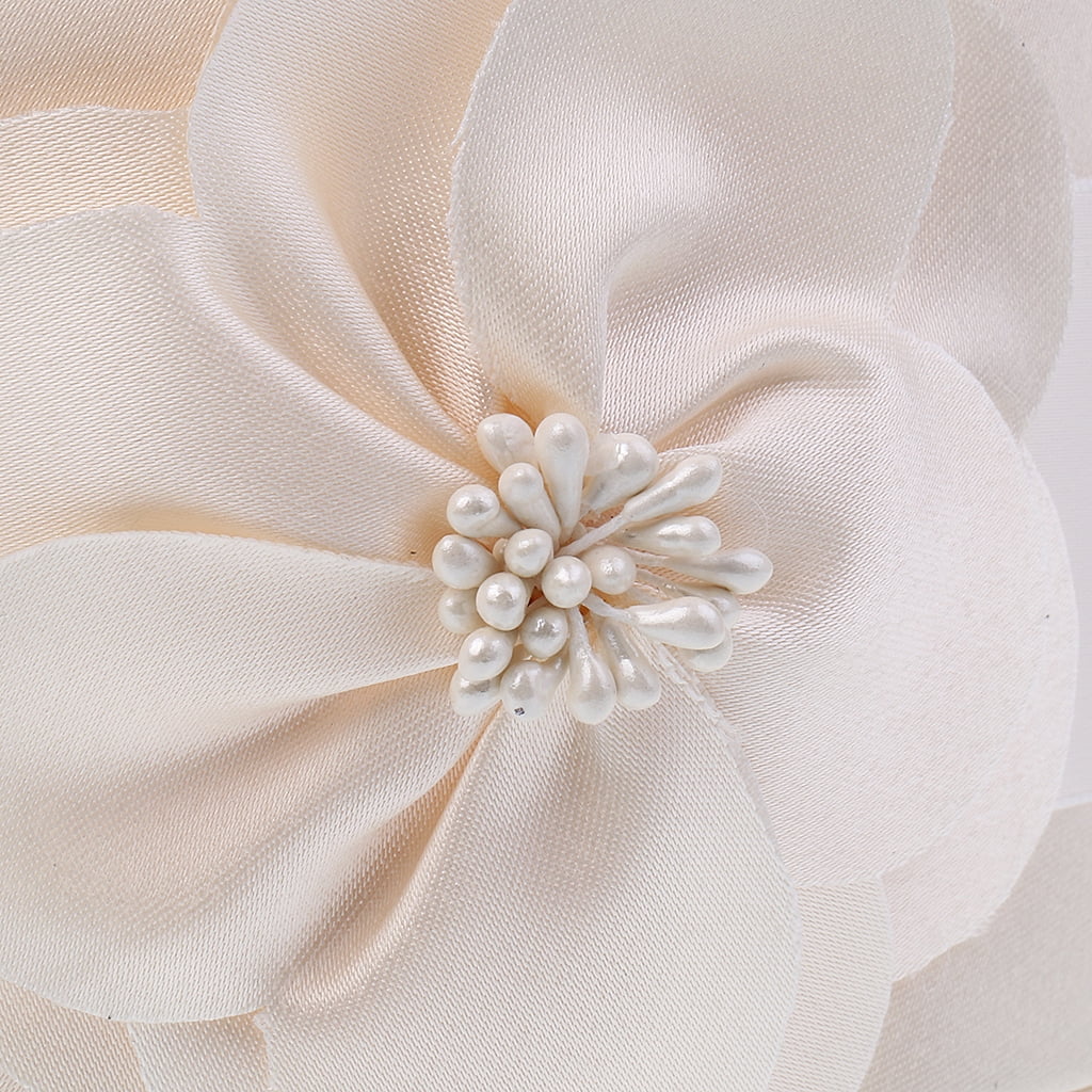 Dualoai 2pcs Flower Champagne Satin Basket Wedding Flower Girl Party Home Decoration