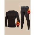 thumbnail image 3 of Conjunto de ropa interior térmica para hombre, capas base cálidas para esquiar en invierno, conjunto de pantalones superiores e inferiores con cuello redondo y manga larga ajustados, 3 of 4