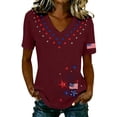 thumbnail image 2 of 250 Anniversary Usa Tshirt Women Short Sleeve V-Neck America Flag Patriotic T-Shirt Summer 4Th Of July Independence Day Usa Star and Stripes Fireworks Graphic Tees Tops American Brithday T-Shirt, 2 of 4