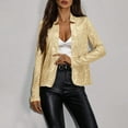 thumbnail image 2 of gbyLJF Women's Sequin Jacket Sparkly Solid Color Long Sleeve Open Front Blouse Glitter Stand Up Collar Suit Jacket Wedding Party Shirts, 2 of 8