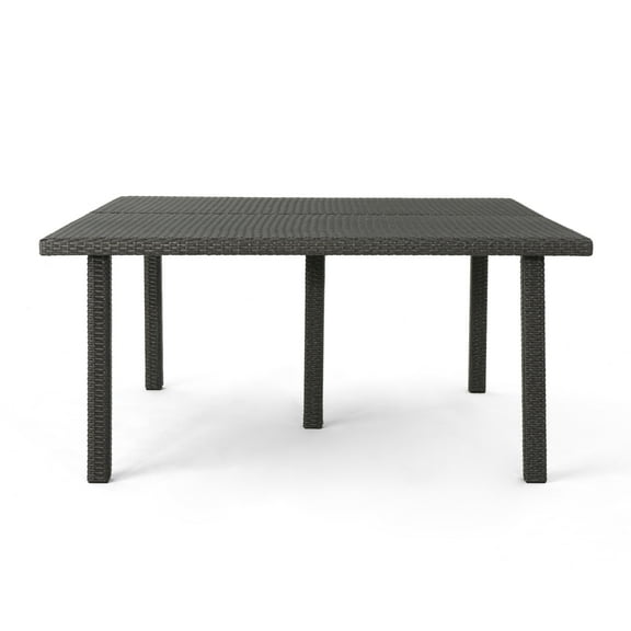 Fern Outdoor 64 Inch Wicker Square Dining Table, Grey